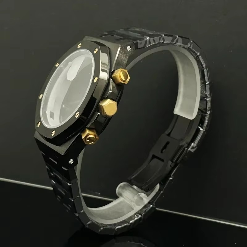 Exhibition Caseback - 41 мм розовое золото, черные часы,
